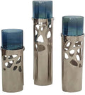 A&B Home Glass Candle Holder Set - Set of 3 Glass Votive Candle Holder with Aluminum Base, Decorative Tabletop Lighting, Living Room Coffee Table Accent Piece Dining Table Centerpiece, 11' x 4' x 13'