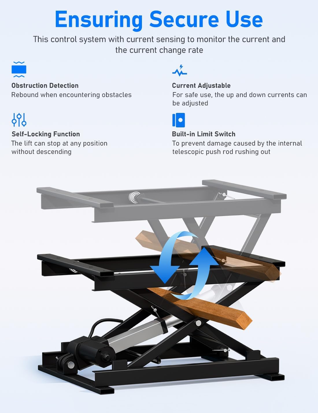 DIHOOL Electric Scissor Lift Table, 130Lbs Capacity, 3.95'-14.76' Height Adjustable Lifting Platform, Super Quiet with Remote & WiFi Control, Obstruction Detection, AC/DC Power for Home/Industrial Use