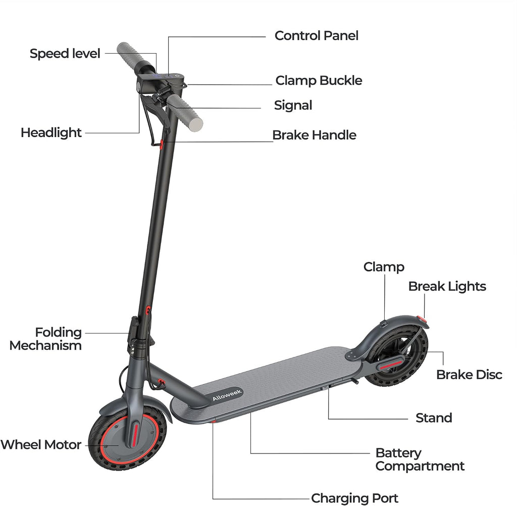 Alloweek Electric Scooter for Adults – 350W/500W Motor, 19 MPH/22Mph Top Speed, 21-52 Miles Range, 8.5'/10 inch Tires, Folding E-Scooter with Dual Suspension and Braking System, App Control