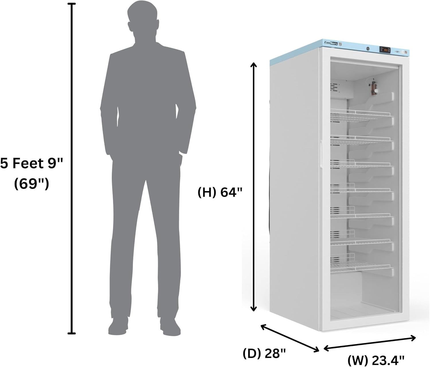 Conserv 23.4' Wide Pharmacy & Clinic Refrigerator, 12.7 Cu.Ft Medical Vaccine Fridge, WiFi Temperature Monitoring, High/Low Temp Alarm, Locking Door, No Frost, ETL Listed, 110V