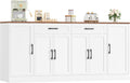 BOTLOG 71' Large Buffet Cabinet with Storage, Sideboard Buffet Cabinet with Adjustable Shelves and 6 Soft-Close Doors, Wood Coffee Bar Console Table for Kitchen, Dining Room, White