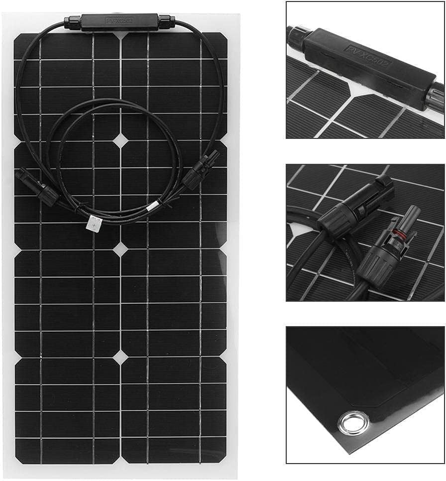 Portable Solar Panels 100W Portable Solar Panel Kit with 30A 60A Controller, Flexible Monocrystalline Solar Panel Kit，Waterproof Solar Power System for Car Yacht Rv Camping(Only 1pcs Panel)