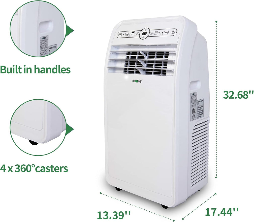 Uhome 12000 BTU Portable Air Conditioner w/Heater up to 450 Sq. Ft, Ac Heater Combo Window Unit, Portable AC Unit with Dehumidifier & Fan, Cools & Heats,Remote Control and Window Kit Included,White