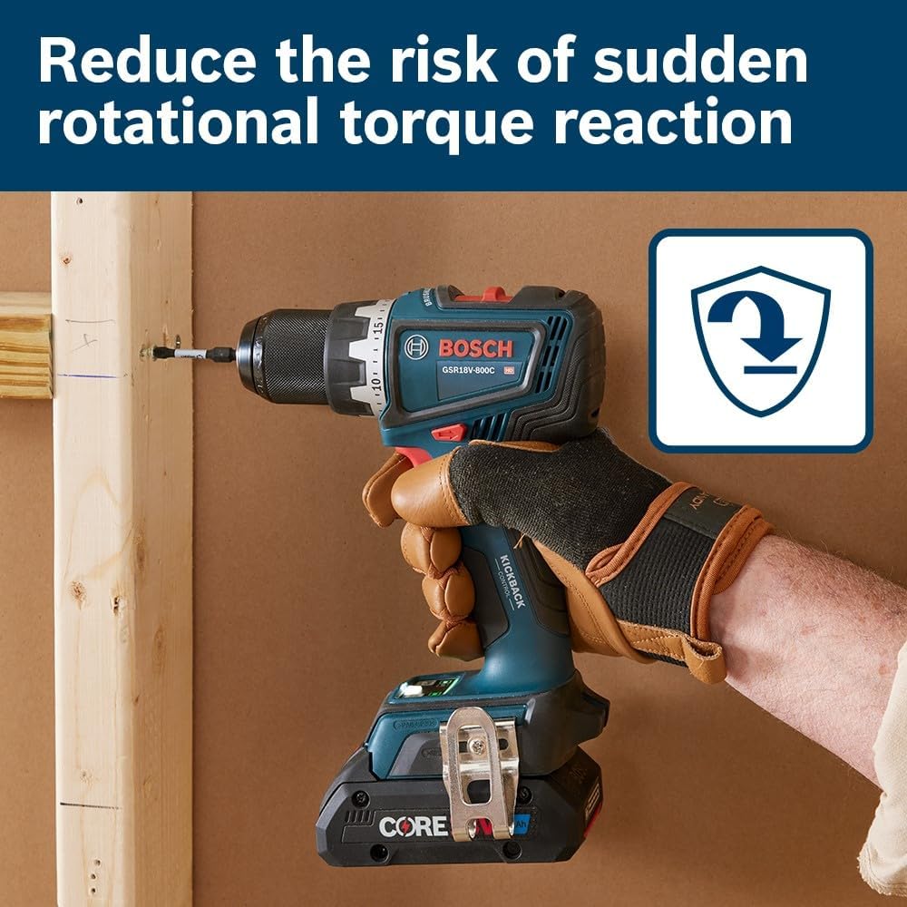 BOSCH GSR18V-800CB24 18V Brushless Connected-Ready 1/2 In. Drill/Driver Kit with (2) CORE18V® 4 Ah Advanced Power Batteries