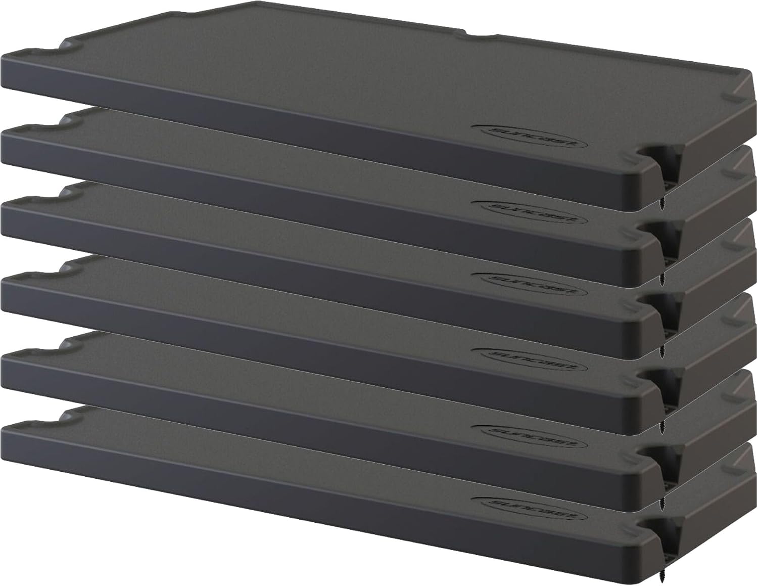 Suncast 6 Pack Vertical Shed Shelf Kit, Space Saving Shelving for Wall Mount Outdoor Storage Structures, 27.75' W x 14.5' D x 1.25' H, Black