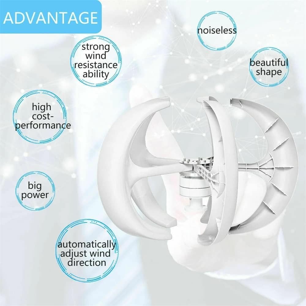 Wind Turbine Generators Kit, 12V 24V 400W 600W 800W 1000W 1200W Lantern 5-Blade Vertical Axis Wind Turbine Generator with Axis Controller,24V-400W