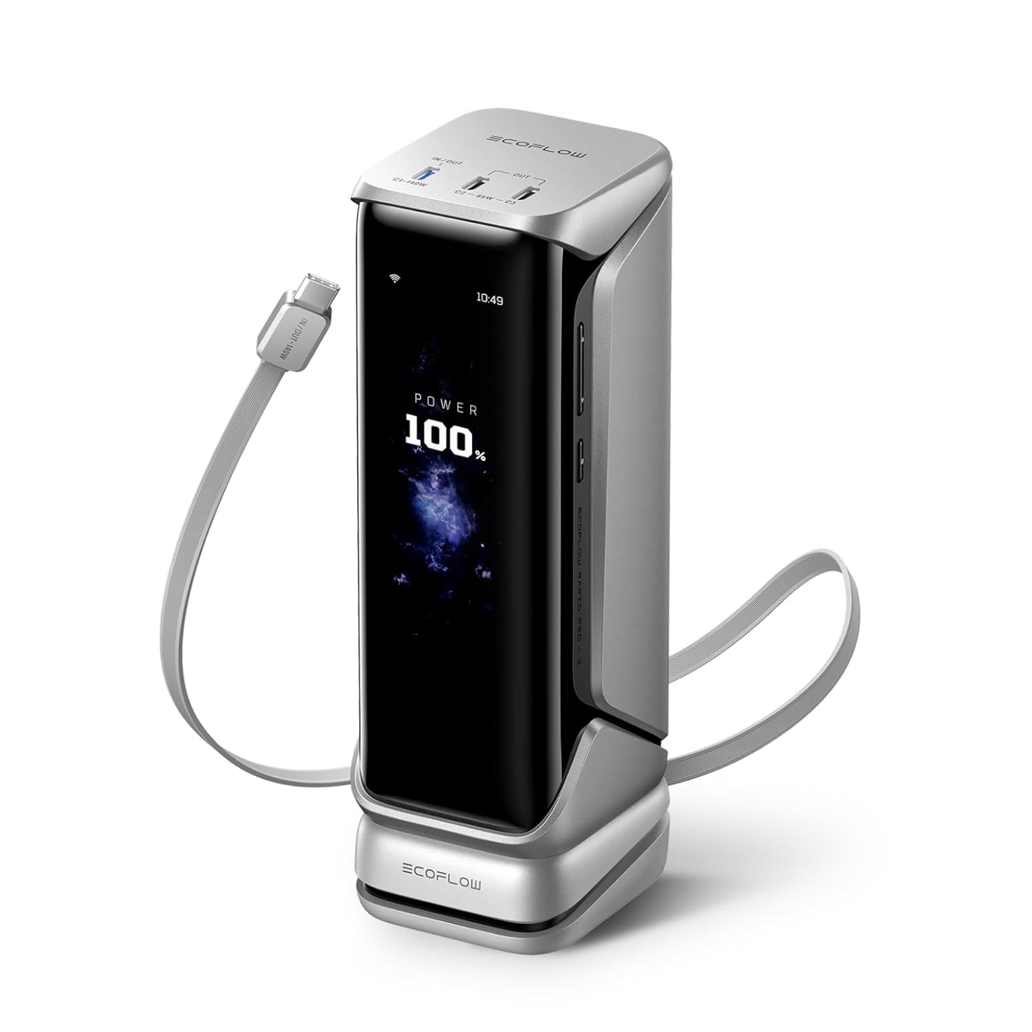 EF ECOFLOW Rapid Pro X Power Bank, 27650mAh 4-Part with 300W Output, Portable Charger with 140W Built-in Cable, for MacBook, iPhone, Laptops, and More