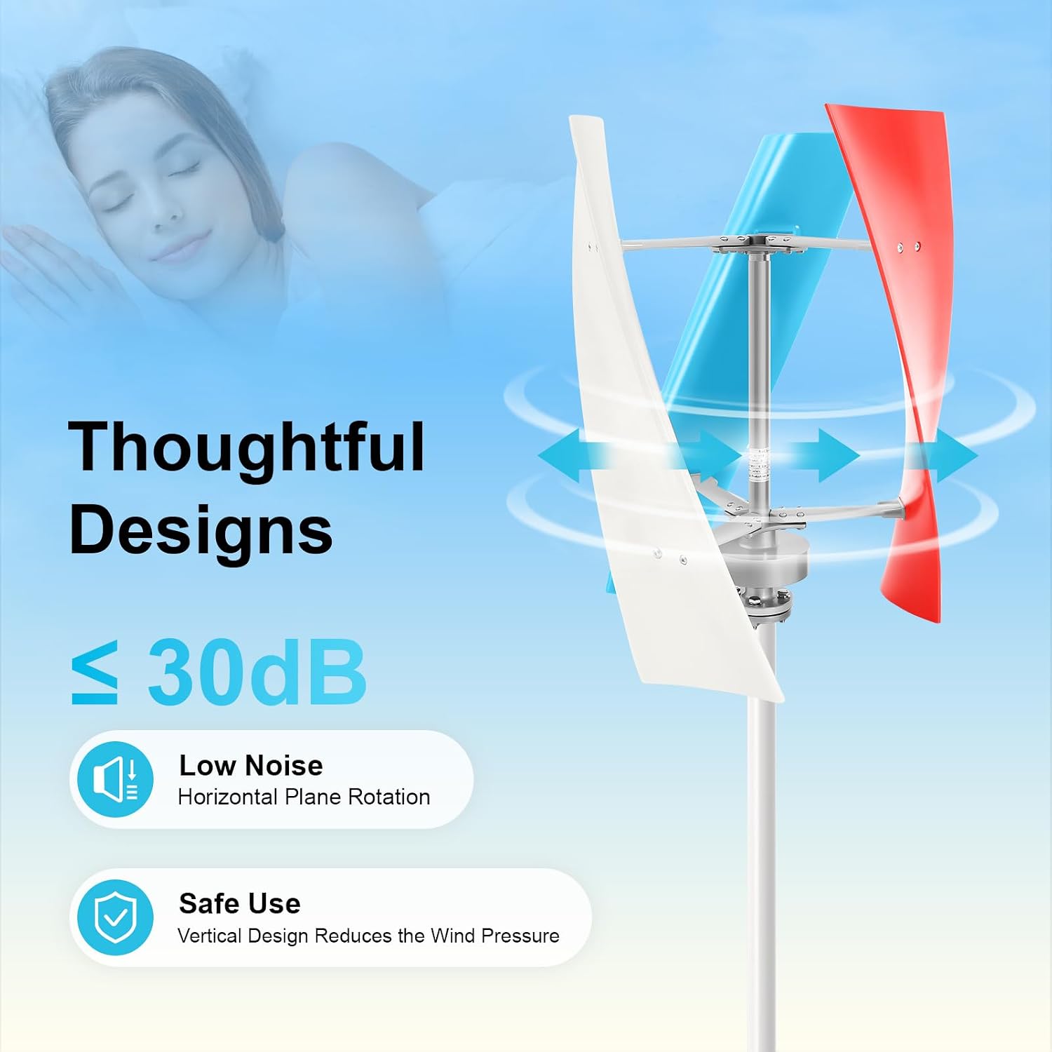 400W Wind Turbine Generator Kit, 3 Blades Wind Power Generator, 24V Vertical Axis Wind Turbine Generator Kit with Controller, Ultra-Quiet Design for Home, Boats, Street Lighting