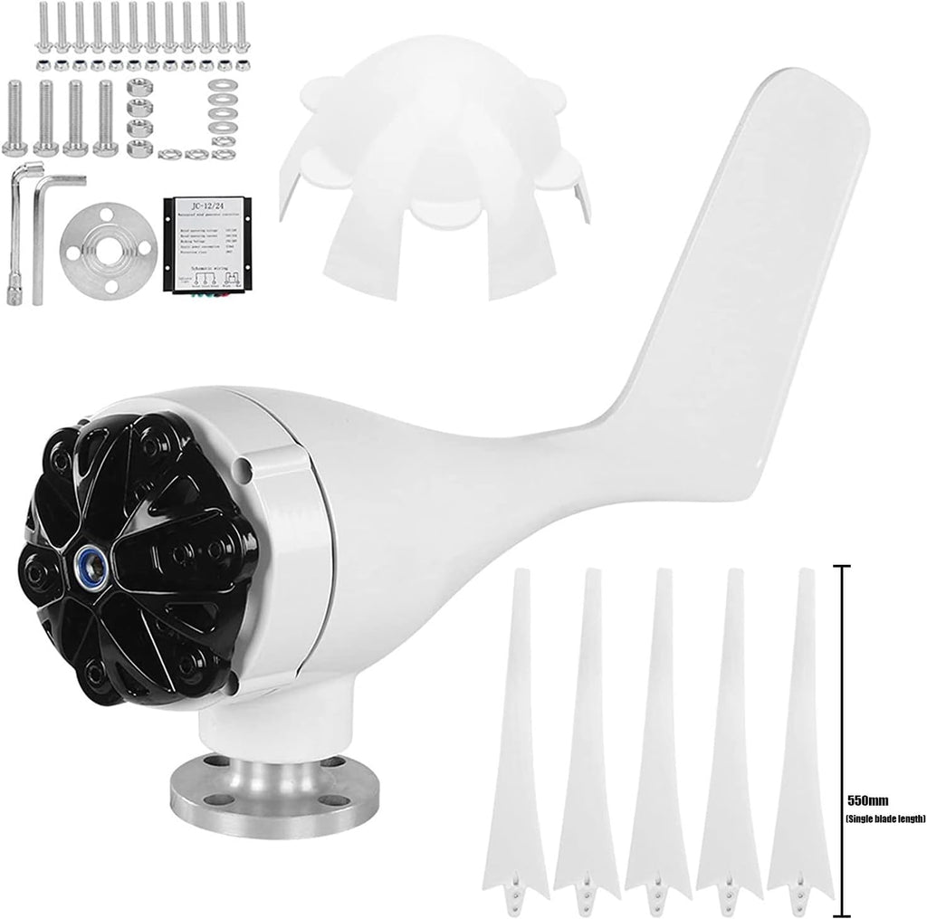 3000w 4000w 5000w Horizontal wind Turbine 5 fan Blades Wind Turbine Generator 12V 24V 48V Windmill Connecte to Solar with MPPT Hybrid Controller,3000W-12V