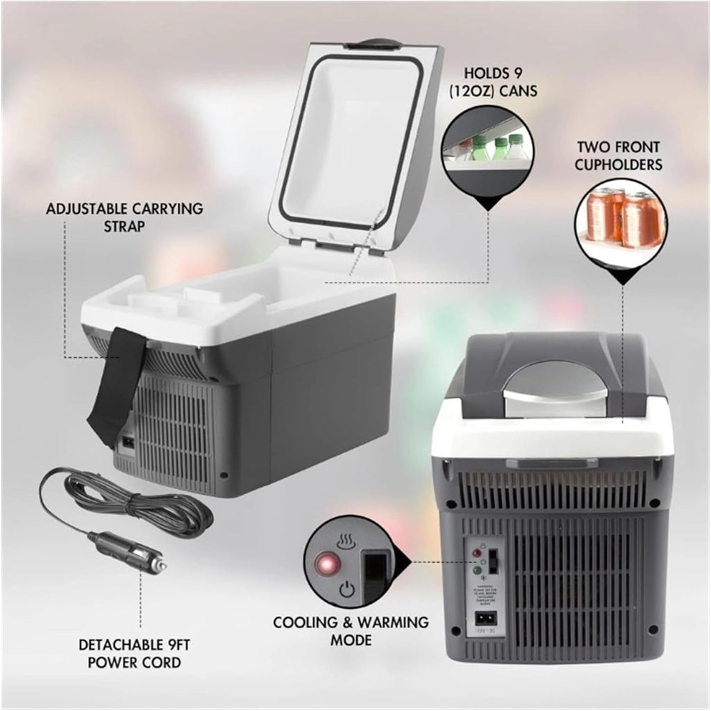 12V 6 Quart Personal Thermoelectric, 6 Liter Capacity, Portable Electric Cooler Warmer With 12/24V DC, Small Fridge For Car, RV