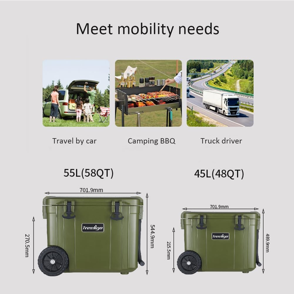 Car Fridge Freezer Portable Compressor Car Refrigerator 12/24V Electric Cooler for Camping, Road Trip, Picnic, Down to -20℃,55l