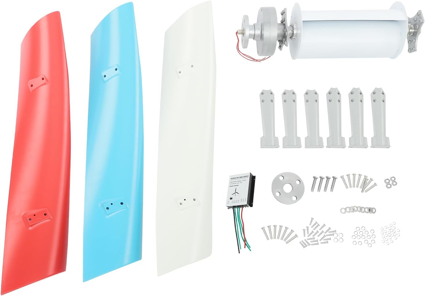 Wind Turbine Generator Kit, 100W 12V Vertical Axis Wind Turbine Generator with Controller & Wind-Assisted Wheel, 3 Blades Wind Power Generator Permanent Magnet Generator for Boats,Home,RV,Streetlight
