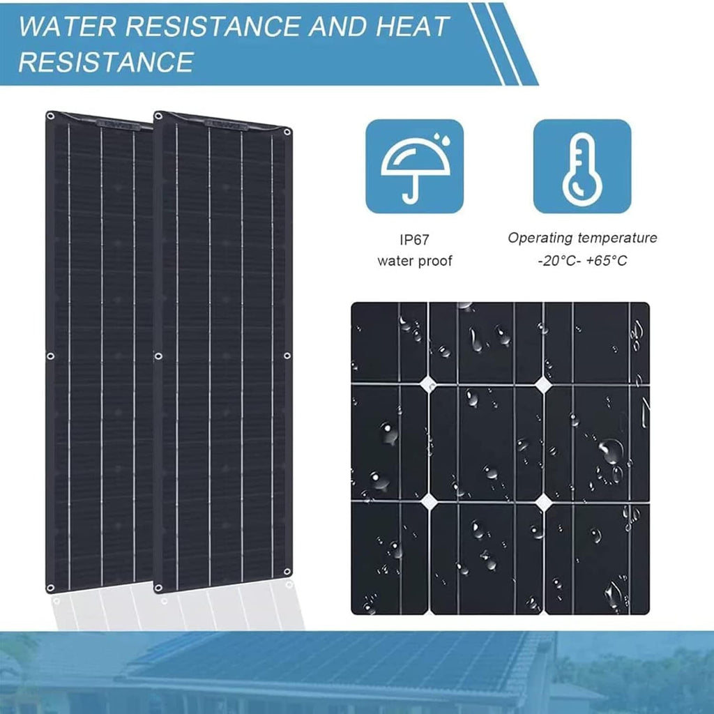 Flexible Solar Panel,100W Portable Solar Panel Monocrystalline Solar Panels Kit Photovoltaic Solar Battery Chargers for Car RV Boat Caravans