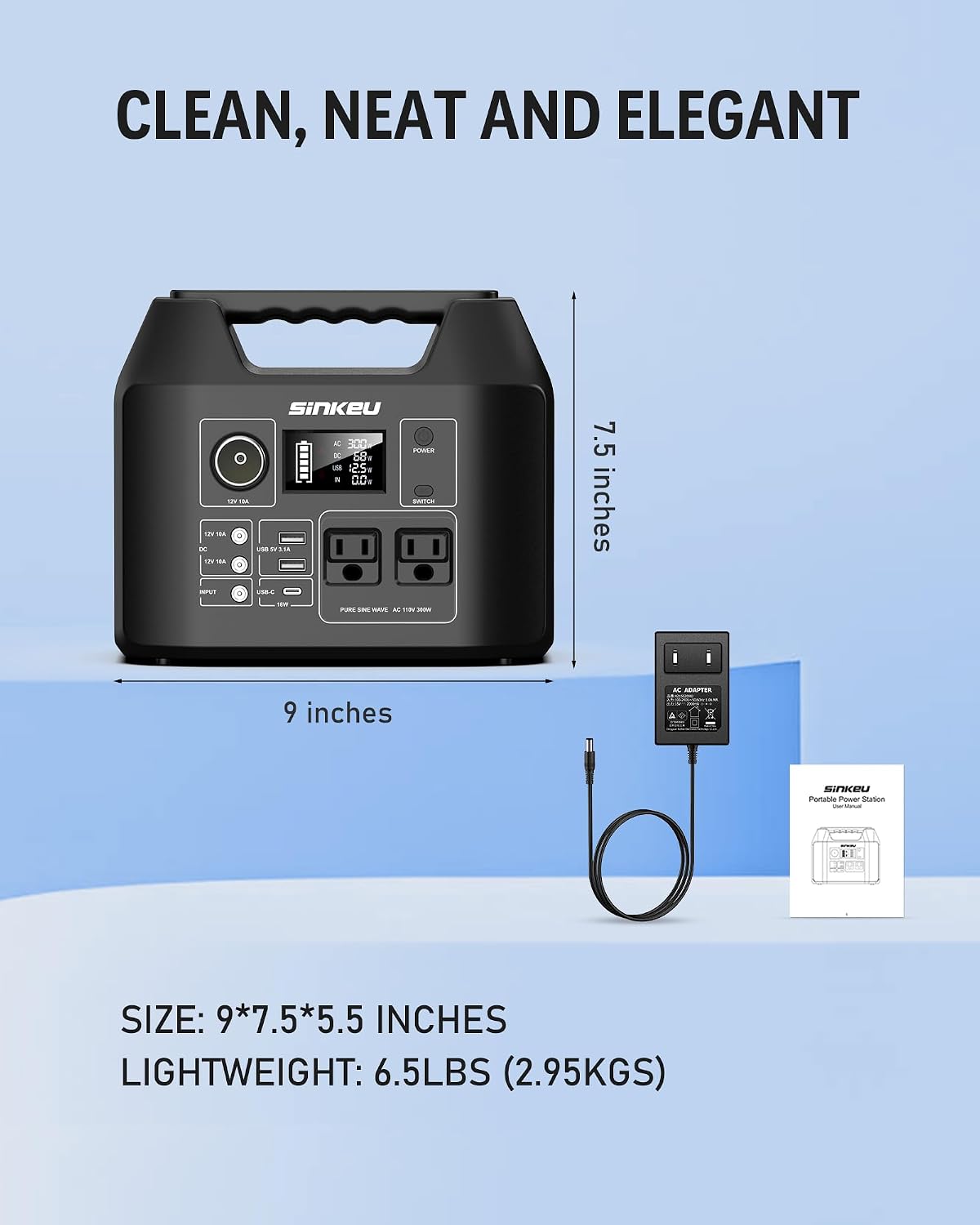 300W Portable Power Station with 100W Solar Panel，LiFePO4 Solar Generator for Outdoor, Camping, Emergency Backup