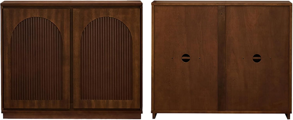 LKTART 39' Sideboard Buffet Cabinet,Narrow Credenza Storage for Entryway | Single Modular Storage Cabinet;Walnut Wood Credenza Storage Cabinet;Mid Century Modern Thin Entryway Cabinet for Living Room