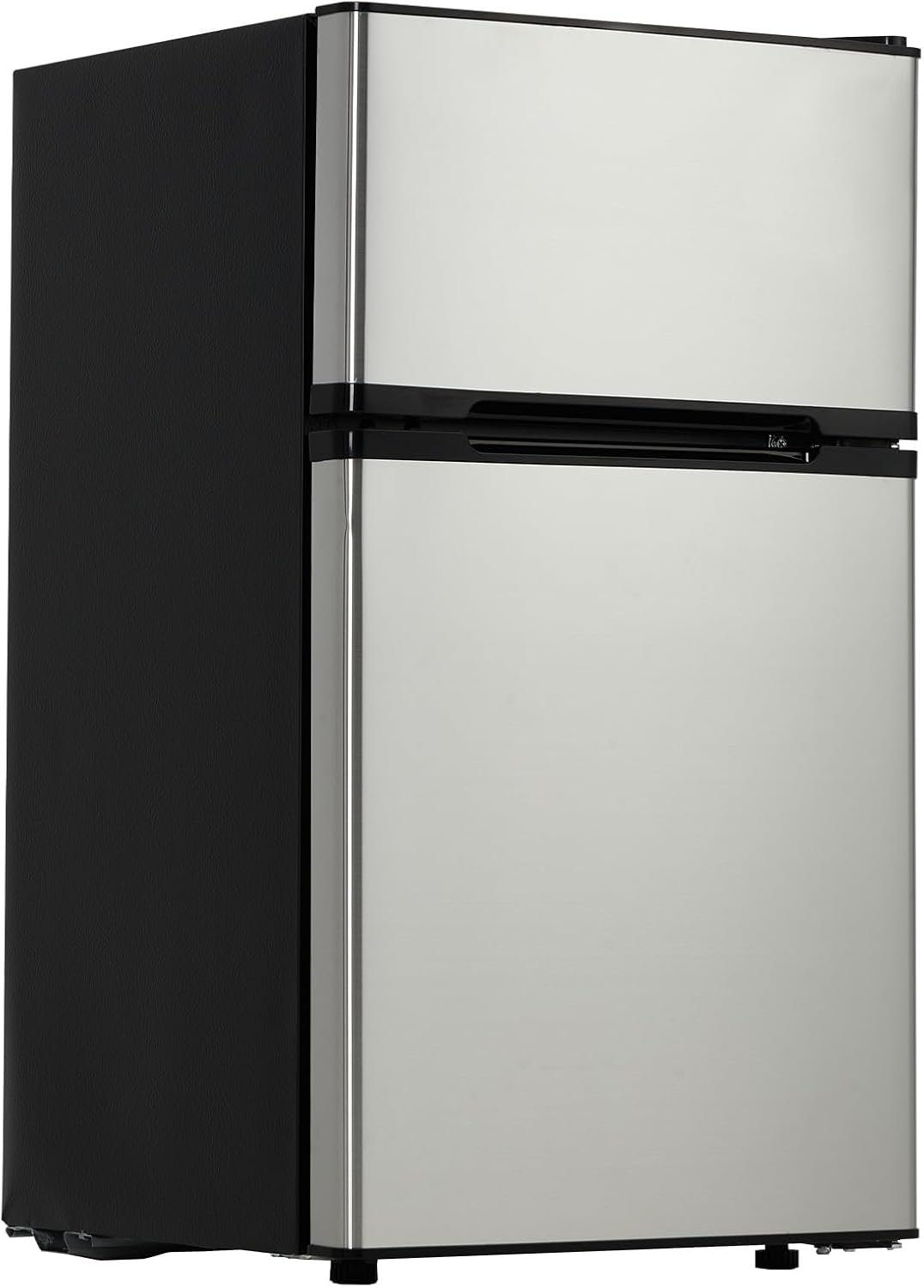 IDEALHOUSE Double Door Mini Fridge with Freezer, 3.1 Cu.Ft - Stainless Steel Compact Refrigerator, Adjustable Thermostat, Removable Glass Shelves for Small Spaces, Dorm, Apartment