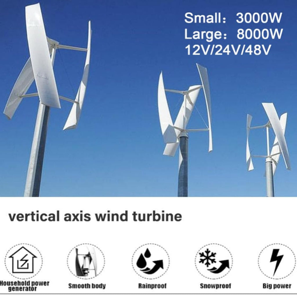 3000W/8000W Wind Turbine Generator Kit,Wind Turbine Vertical Wind Generator Kit Electricity Producer Equipment Home Power Energy Kit,3000W-12V