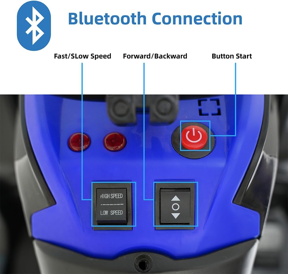 TCARAIWEN 24V Kids Ride on ATV 4 Wheelers for 3-5 Years Old with Music Player, Kids Ride on Cars, Blue
