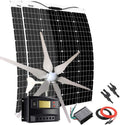 640W Wind Solar Power Kit: 400W Wind Turbine Generator + 240W Flexible Monocrystalline Solar Panels + Charge Controller+Cables for Off Grid System 12V 24V Battery Charging