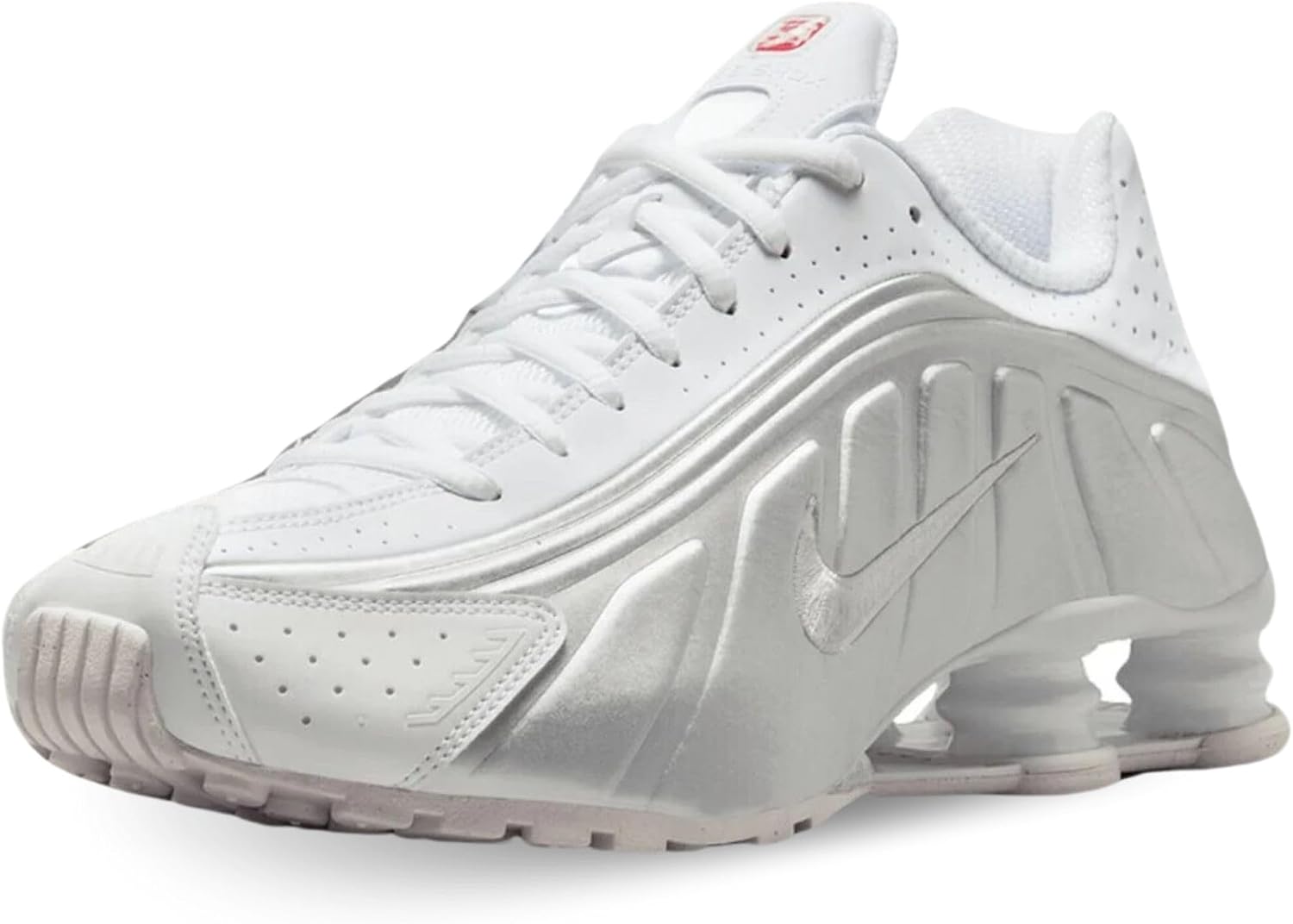 White/Metallic Silver Nike Shox R4 Sneaker by Nike