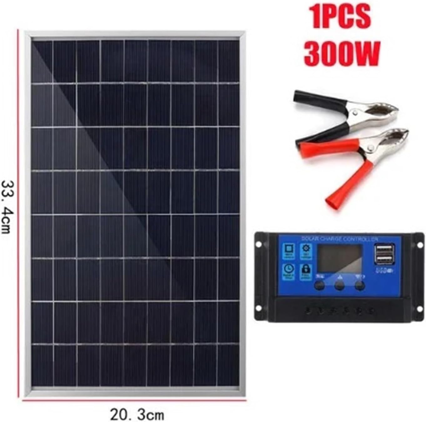 300-600W Portable Solar Panel Kit 12V Polycrystalline USB Power Outdoor Rechargeable Cell Solar Generator(with 100A Controller)