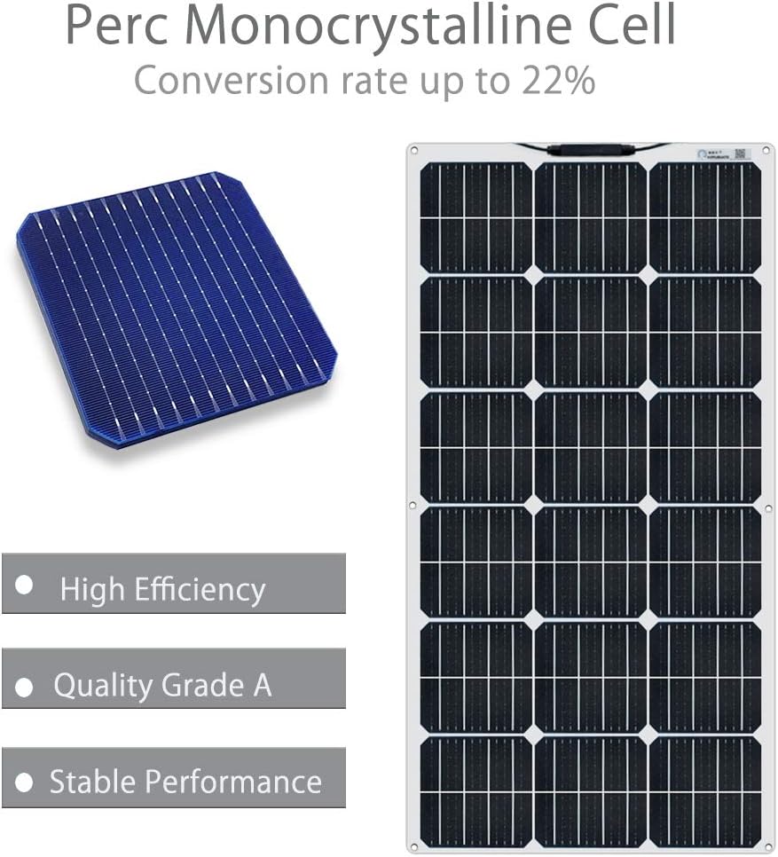 XINPUGUANG Flexible Solar Panel 6pcs 100W 12V Monocrystalline 600W Solar Kit 50A Charge Controller Extension Cable Battery Cable Off-Grid for RV Boat Cabin Tent Car (600W-1)
