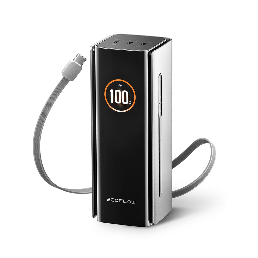EF ECOFLOW Rapid Pro Power Bank, 20,000mAh 4-Port with 230W Max Output, Portable Charger with 100W Built-in Cable, TSA-Approved, App Control, for MacBook, iPhone 17/16 Series, Laptops, and More