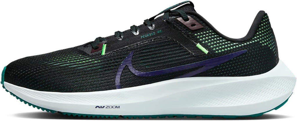 Nike Pegasus 40 Men's Road Running Shoes (DV3853-005, Black/Burgundy Crush/Geode Teal) Size 12