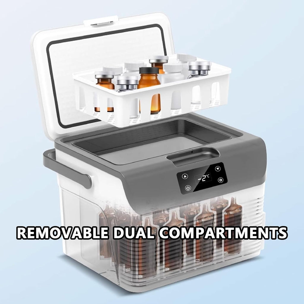 Refrigerador Portatil Car Freezer Cooler Small 15L Dual-Function Hot and Cold Function Removable Divider Design 12V/24V/220V with Handle and Cup Holder