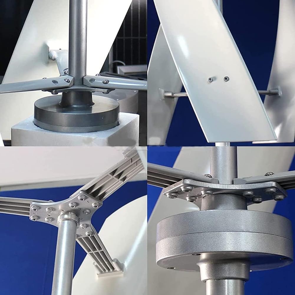 Wind Turbine Generator Kit, 3-Blade Low Noise Vertical Axis Wind Turbine Generator, Adjustable Windward Direction, Wind Power Generator for Marine, RV, Home, Windmill,2000w 48v 4m