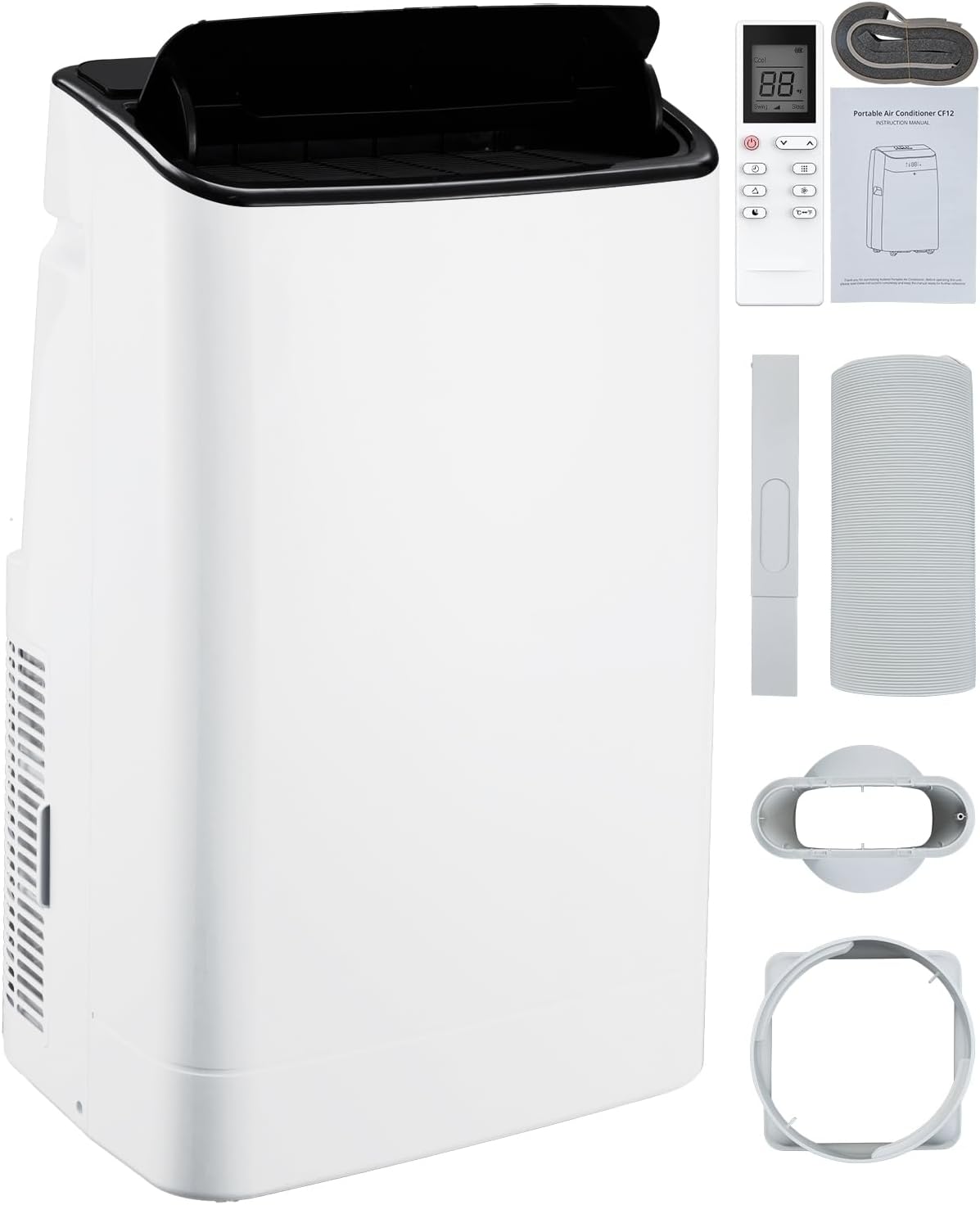 Takywep 14,000 BTUs Portable Air Conditioner - Cools Up to 700 Sq.Ft, 3-IN-1 Energy Efficient AC Unit with Remote Control & Installation Kits for Large Room, Campervan, Office, Temporary Space