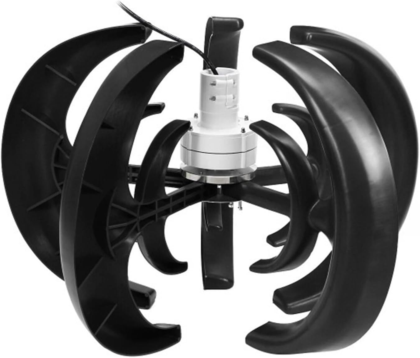 Wind Turbine Generator, 12V/24V 1000W 500W Wind Turbine Generator Lantern Vertical Axises Wind Generator for Residential Household Streetlight for Marine, RV, Home(Black,24V_500W)
