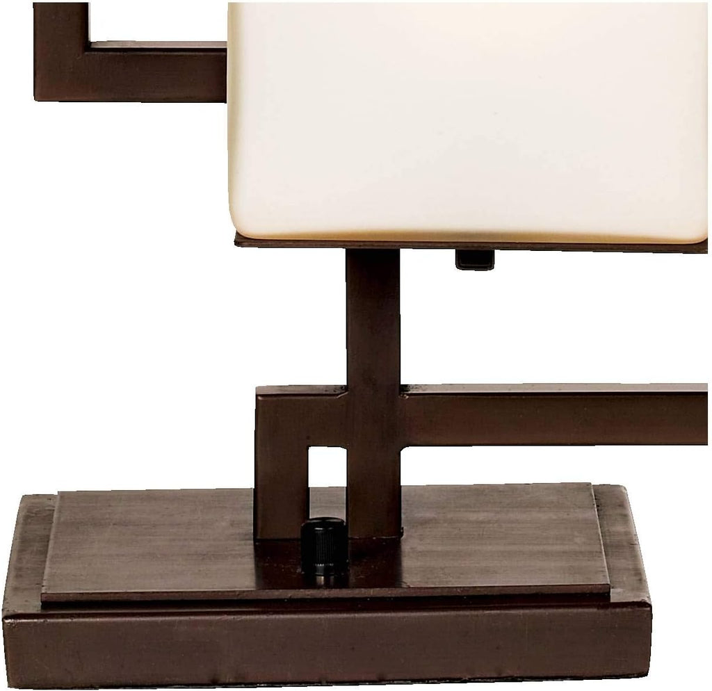 Possini Euro Design Lighting on the Square Modern 3-Way Table Lamp 24' High with Table Top Dimmer Roman Bronze Metal Glass Shade for Bedroom Living Room House Home Bedside Nightstand Office Kids