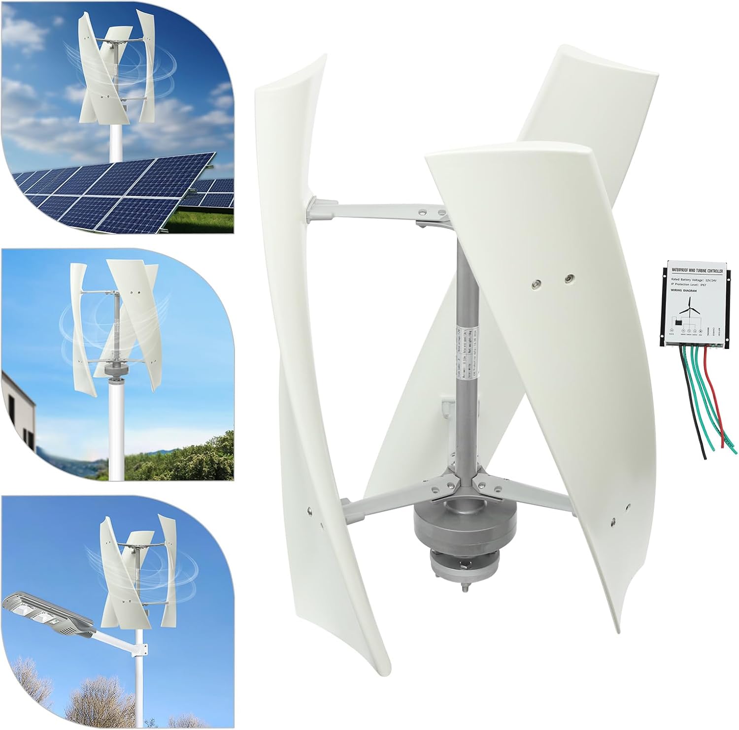 Wind Turbine Generator, 12V 100W Wind Turbine Kit, Automatic Braking Wind Power Generator with Controller & 3 Blades, Wind Power Generator Permanent Magnet Generator for Boats,Gazebos,Home,Streetlight