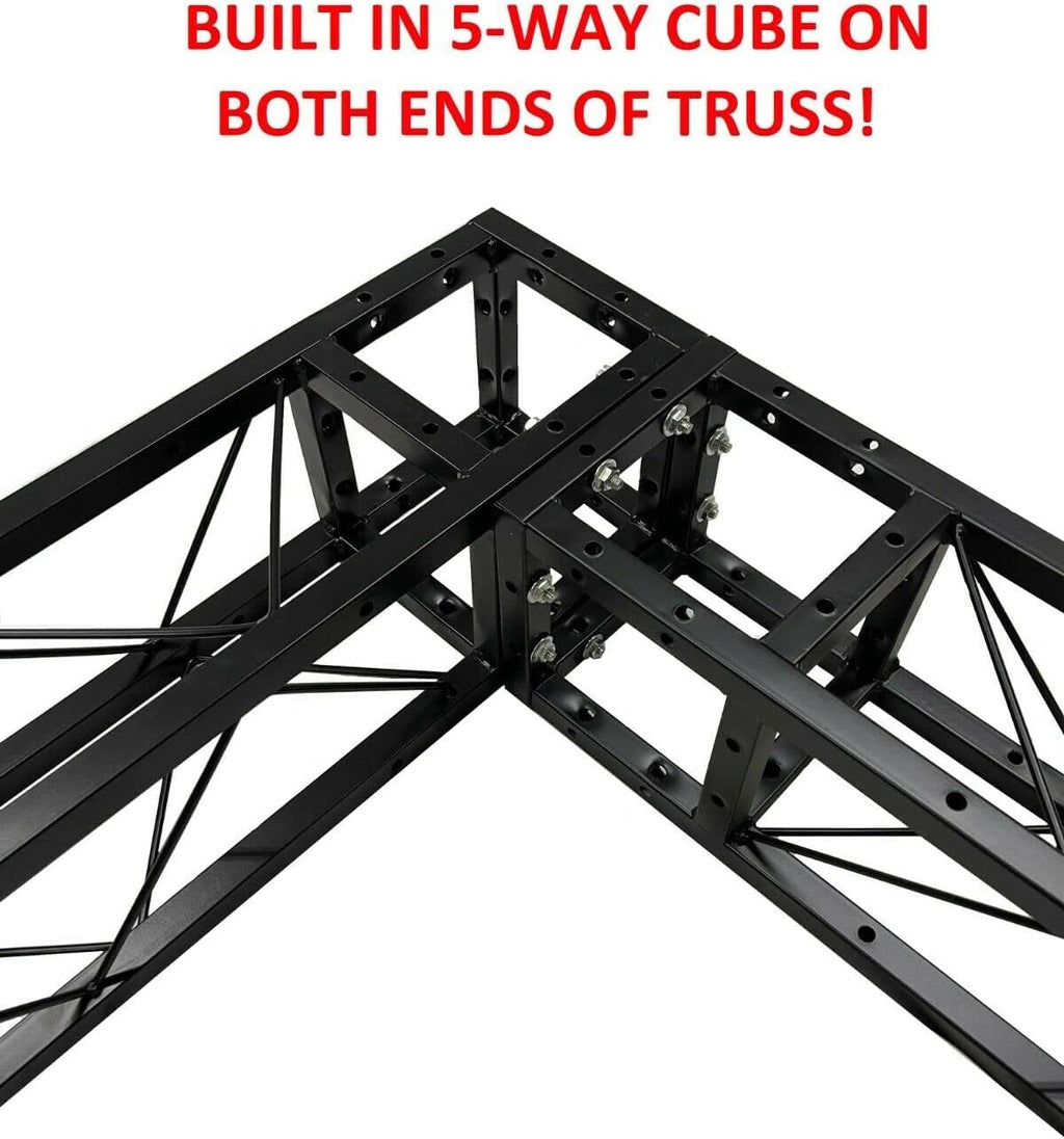 Black Arch Truss Combo Kit 7.6 ft. Height 5 ft. Width+DJ Facade W/40'x20' table Heavy-Duty Truss and B/W DJ Facade All-In-One Combo Kit