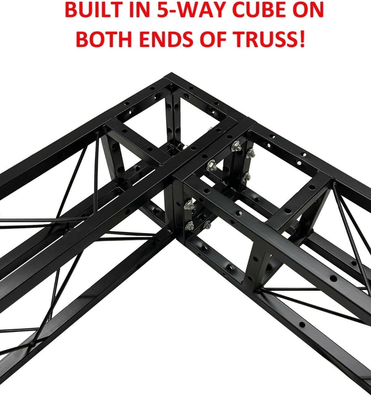 Black Arch Truss Combo Kit 7.6 ft. Height 5 ft. Width+DJ Facade W/40'x20' table Heavy-Duty Truss and B/W DJ Facade All-In-One Combo Kit