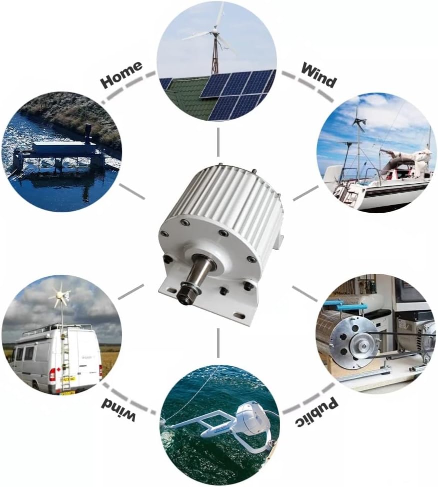 Wind Turbine Generator Kit, 1KW~10KW Low RPM Permanent Magnet Wind Turbine Generator 10000W 48V 96V Free Energy Generator Alternative Energy for Hybrid Solar Wind System(Without base,120-V_3000W)