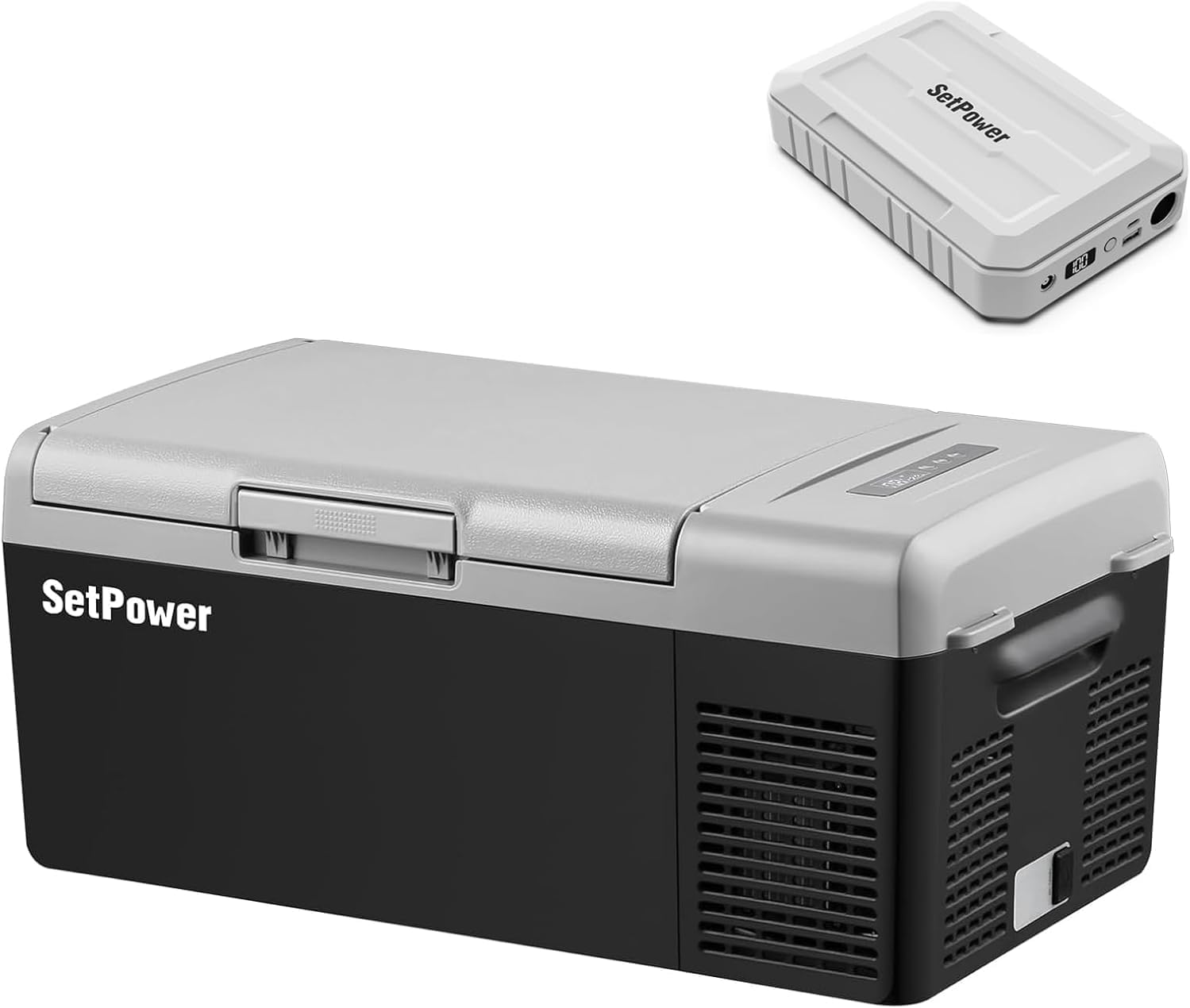 Setpower 12V Refrigerator with PG216 Portable Power Station,16QT Car Freezer Portable Electic Cooler for Car Camping,Van,Truck,RV,SUV,MPV
