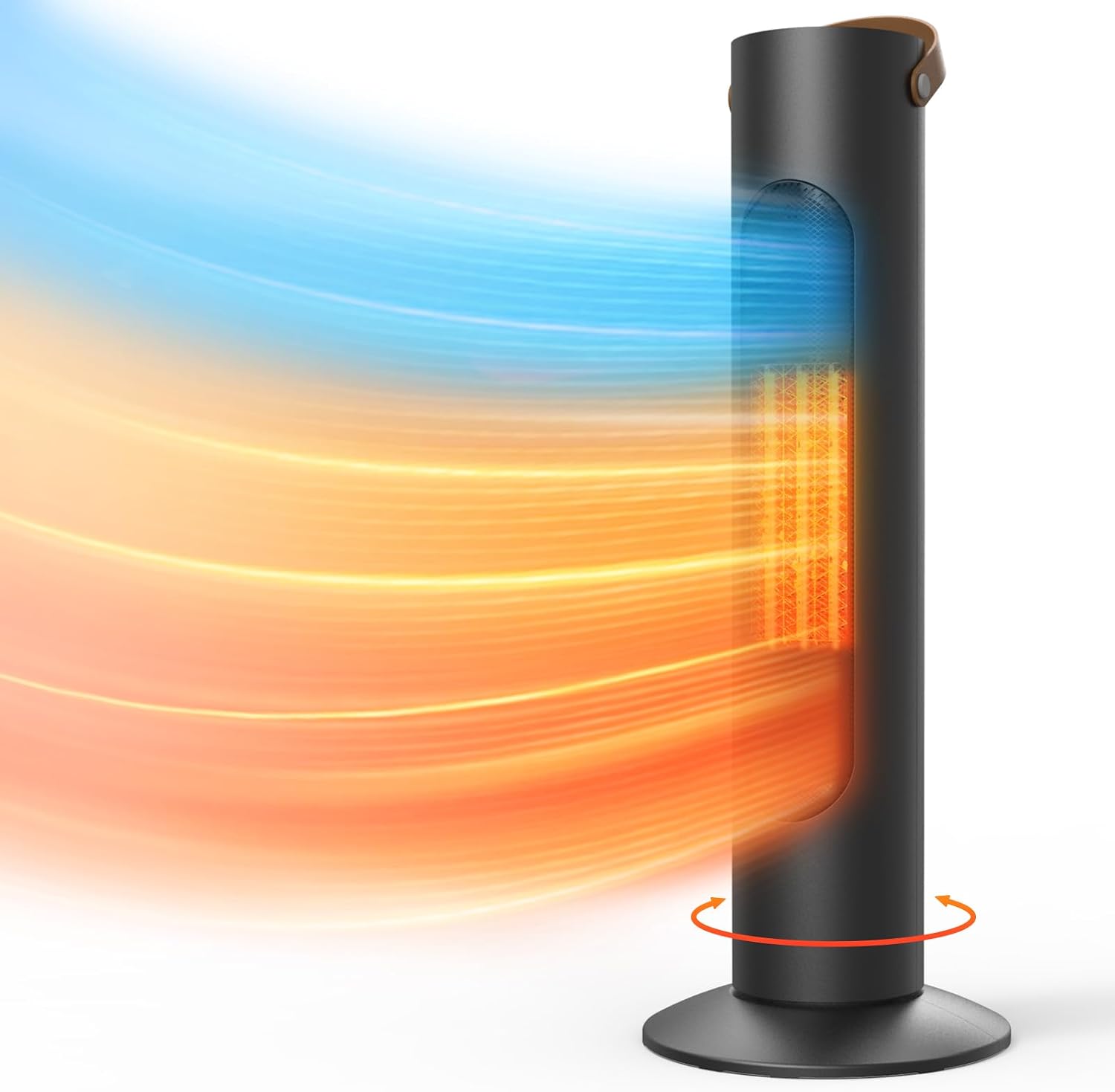 2-IN-1 Tower Heater And Fan Combo, 25' Electric Space Heaters For Indoor Use, 70°Oscillating, 2S Instant Heating, 1500W, 3 Heating & Fan Modes,Electric Portable Heater For BedroomOfficeHome, Black
