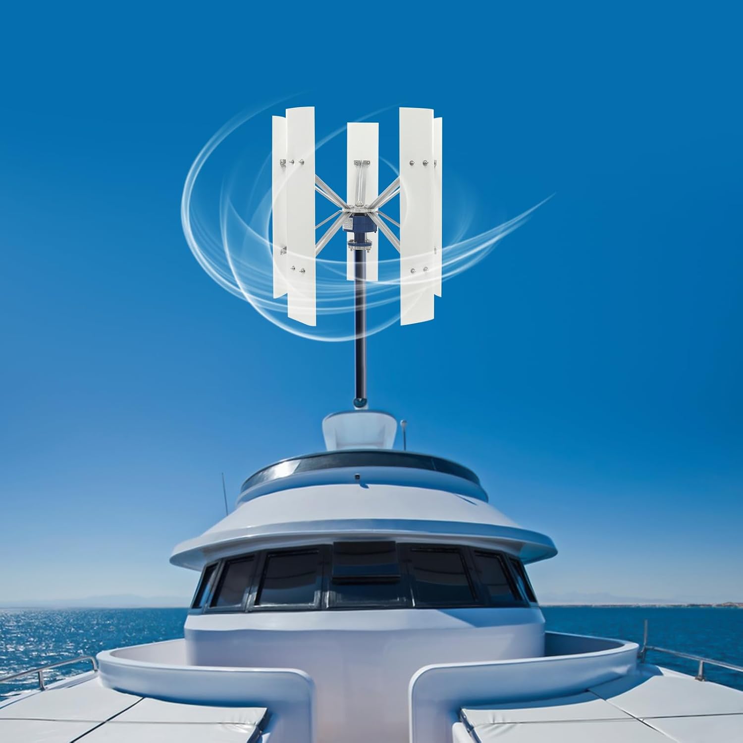 100W Wind Turbine Generator Kit, 12V 5 Blades Vertical Axis Wind Power Generator with Controller & Auto Adjust Windward Direction, 35m/s Max Wind Speed, Suitable for Home, Farm, Streetlight, Boats