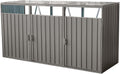 Outdoor Storage Shed for Trash Cans and Yard Tools, Bike Shed Heavy Duty Metal Shed Tool Shed with 3 Doors, Horizontal Stow-Away Storage Shed for Backyard Patio Garden,Gray,95' L × 31.5' W × 48' H