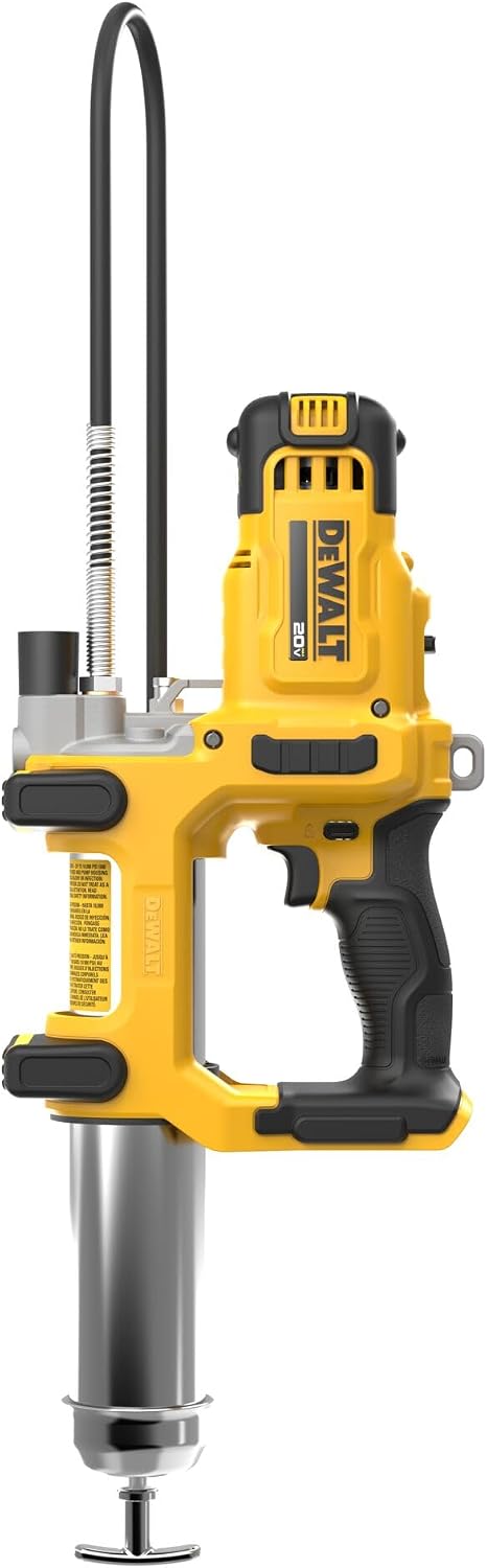 DEWALT Grease Gun 20V MAX Cordless 10,000 PSI Variable 2-Speed Electric Grease Gun with 47 Inch Hose and LED Light, Up to 9 oz per Minute and 7 Tubes per Charge, Tool Only (DCGG581B)