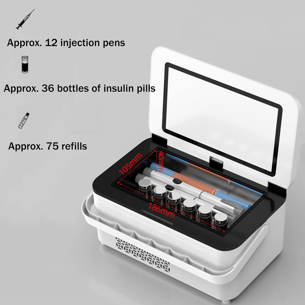 Portable Insulin Cool Box, High Capacity Medicine Mini Intelligent Electric Fridge Cooler Bag Thermostat Under with Charging Cable for Travel & Household,1cell