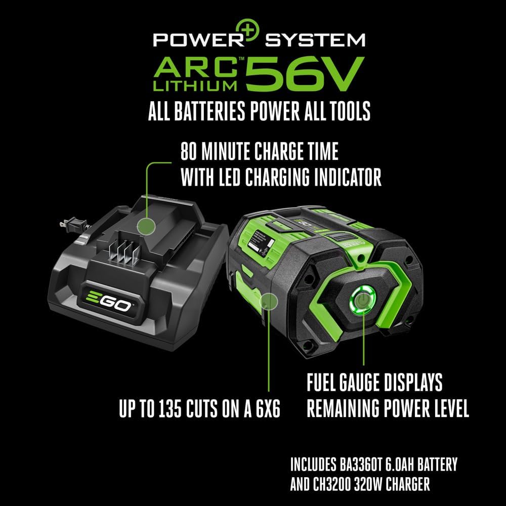 EGO POWER+ Chain Saw, 20' Battery Powered Chainsaw, Electric Cordless, Includes 56V 6.0Ah Battery and Charger – CS2005