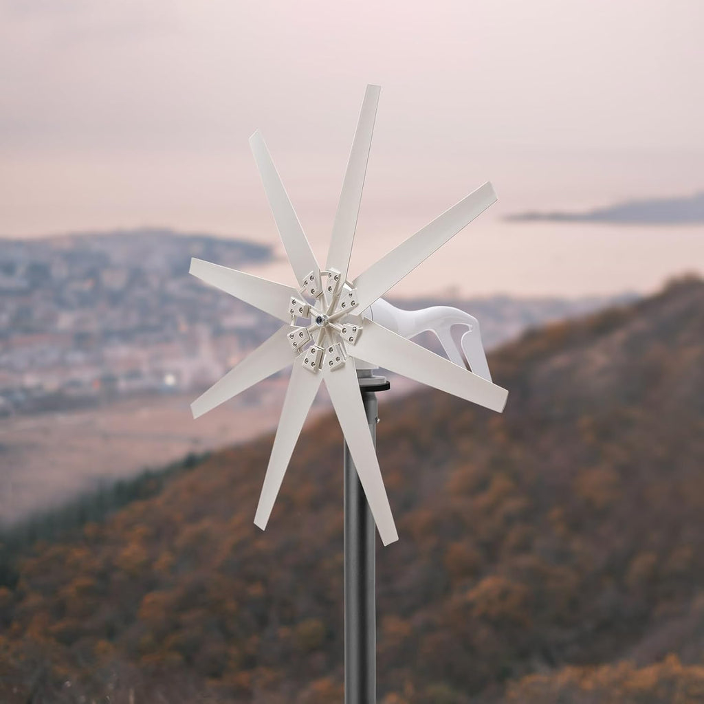 Wind Turbine Generator Kit 600W 12V w/8 Blade, Wind Generator Kit w/Charge Controller, Wind Power Generator for Marine, Home, Windmill Generator Suit for Hybrid Solar Wind System