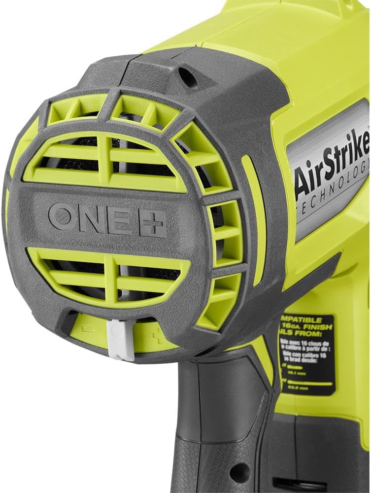 RYOBI ONE+ 18V 16-Gauge Cordless AirStrike Finish Nailer (Tool Only), P326, Green