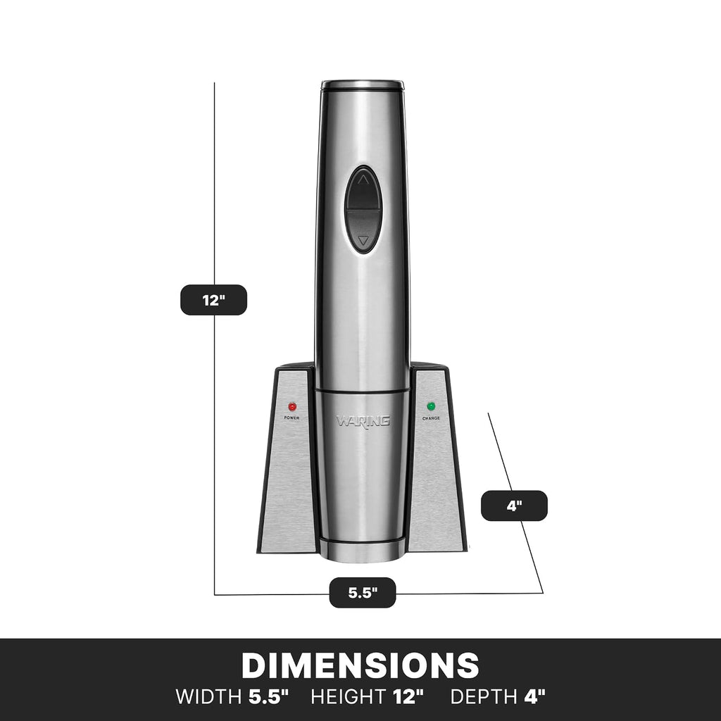 Waring Commercial Portable Electric Wine Bottle Opener, Rechargeable with Charging Base, 120 Cork Capacity, for Bars & Restaurants, WWO120