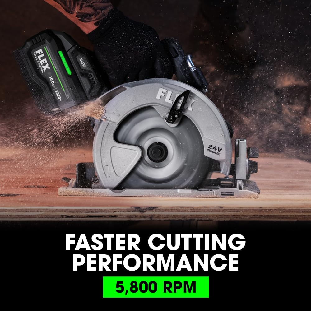 FLEX 24V Brushless Cordless 7-1/4-Inch Circular Saw Tool Only, Battery and Charger Not Included - FX2141-Z