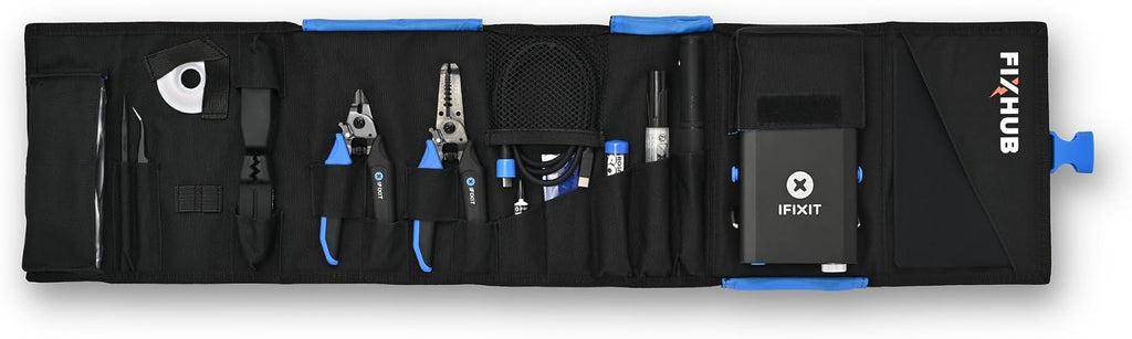iFixit FixHub Soldering Toolkit - Complete Set, Portable Quick Heat-Up, Wire Strippers, Flush Cutters, Lead-Free Solder, Splint, Work Mat