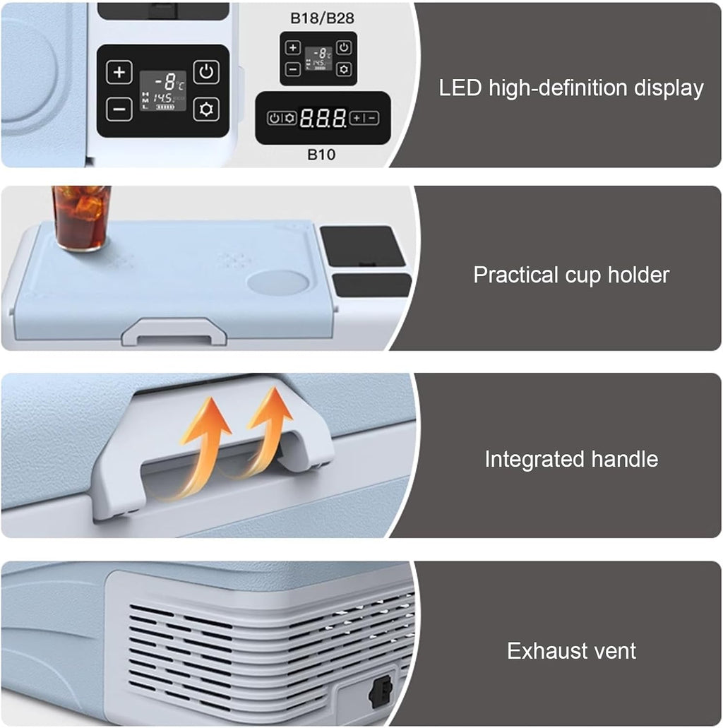 Portable Electric Freezer, 12 Volt CAr Refrigerator, Cooling Fridge for RV Truck, Travel, Camping, Road Trips, 12/24V DC 110~240V AC